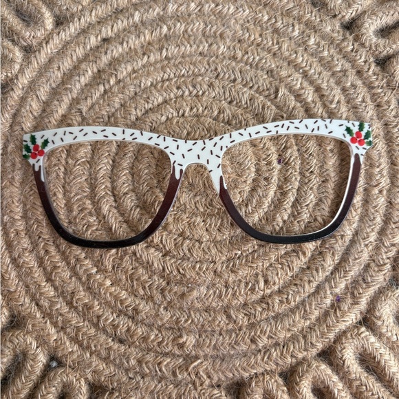 Festive White and Brown Eyeglass Top Frames - Pair Eyewear - The Harper - Picture 1 of 1
